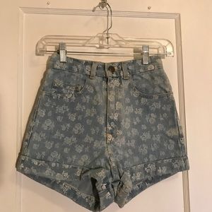 american apparel high waist denim cuff shorts